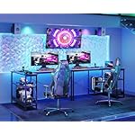 ODK 48 Inch Small L Shaped Gaming Computer Desk with Power Outlets, Corner Desk with Reversible Storage Shelves & PC Stand for Small Space, Modern Simple Home Office Table, Carbon Fiber Surface, Black - Image 2