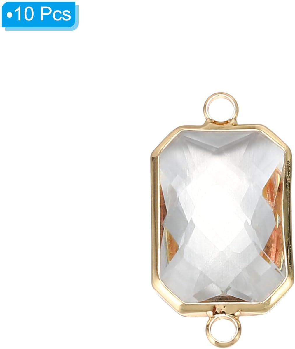 PATIKIL Birthstone Connector Link, Diamond Clear Charm, Glass Jewelry Findings Crystal Bead Link for Drop Dangle Pendants Necklace Bracelet Earring - Image 3