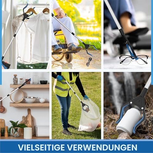 FiPlus PowerGrip T9, Greifwerkzeug, breite Backe, faltbar, Stahlkabel, mit 96 Griffpunkten für festen Halt, 81,3 cm mit Magnet,