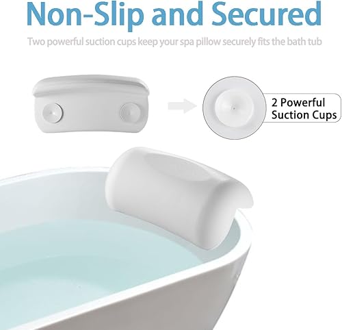 Miniatura 4 de Almohada de baño para bañera, almohadas de baño impermeables para soporte de cuello y cabeza, cómoda almohada de bañera para remojar, spa, almohada
