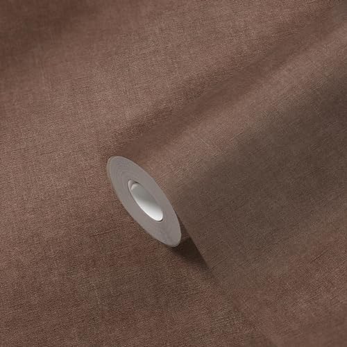 A.S. Création Smart Surfaces Einfarbige Vliestapete in Textiloptik 10,05 m x 0,53 m - Braun, Rot - einfarbige Wandtapete für verschiedene Räume - 395671