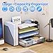 OPNICE Desk Organizer, 4-Tier Desktop File Organizer with Drawer and 2 Pen Holders, Office Desk Accessories, File Sorters, Workspace Organizers for Office Supplies(Black)