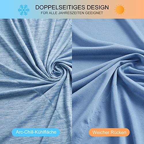 MH MYLUNE HOME Kühldecke Ultra Leichte Sommerdecke Arc-Chill Q-Max0.458 Kühlende Bettdecke 150x200 Sommerbettdecke Kuscheldecke Wohndecke Reisedecke Cooling Blanket (Blau, 150 x 200 cm)