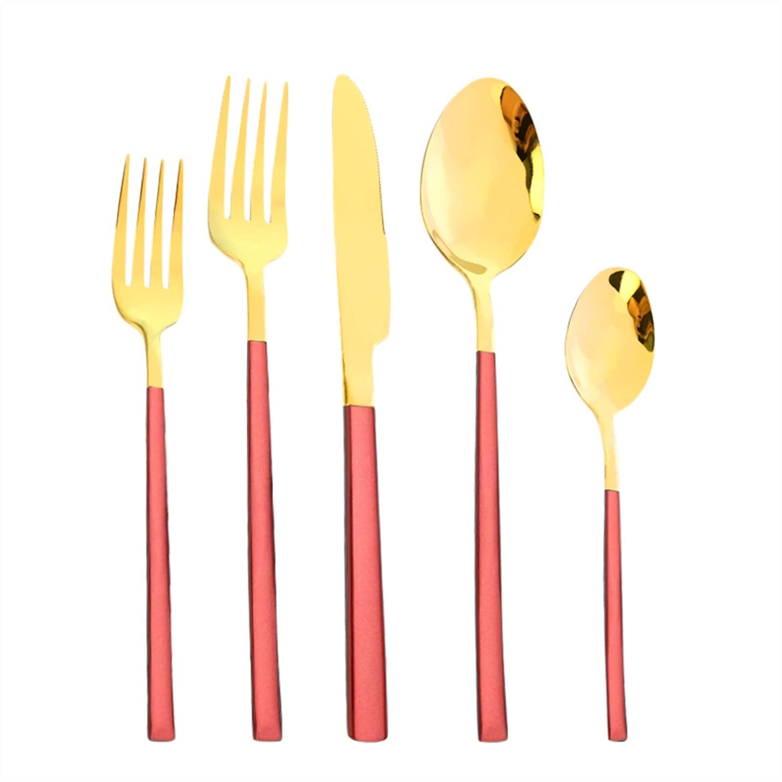 Bestecksets 10-teilig 2er-Set Goldschwarzes Geschirrset Edelstahl-Besteckset Besteck verspiegelt Messer Dessertgabel und tragbares Reisebesteck Essges