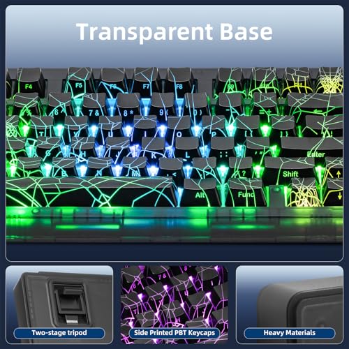 Image of ZORNHER ZH980 Mechanical Keyboard Wireless,95% Creamy Keyboard with Number Pad,Gaming Keyboard with Number Pad,Shine Through Spider Web PC,Creamy Sounding Linear Switches,Full Size