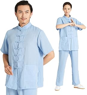 Terno Tai Chi Masculino Algodão e Linho Kung Fu Uniformes Art Wing Chun Shaolin Kung Fu Tai Chi Uniforme Roupas, Azul-GG (Azul 3GG)