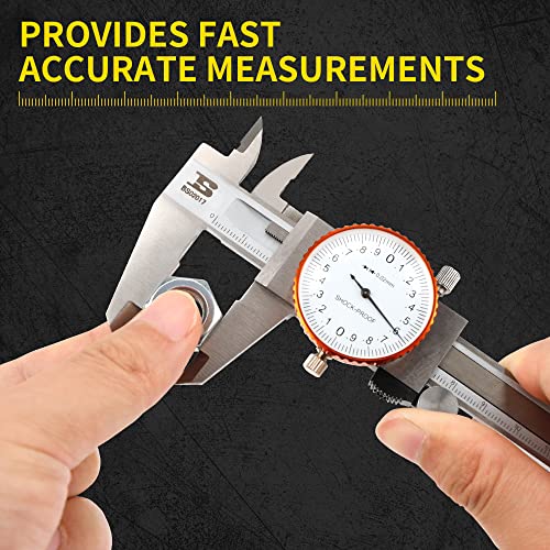 B Bosi Tools Dial Indicator Caliper 150Mm Metric Standard Mm, Stainless Steel Dial Caliper, Shockproof Measuring Micrometer, Head Lockable #TOP1
