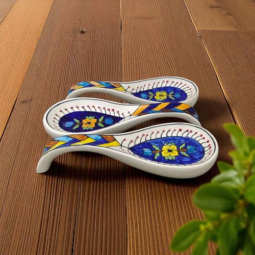 Image of Malaikah Ceramic Spoon Rest Pack of 3 for Home, Kitchen, Dining, Kitchen Decor & Gifting