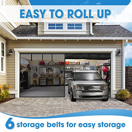 Lader Garage Door Screen For 2 Car Garage 16X7Ft, Magnetic Garage Screen Doors With Retractable Fiberglass Mesh, Hands Free Screen Door Kit, Easy Assembly & Pass, Anti Annoying Animals (Black) #TOP5