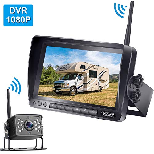 DoHonest FHD 1080P Digital Wireless Backup Camera 7'' DVR Monitor Support Dual Split