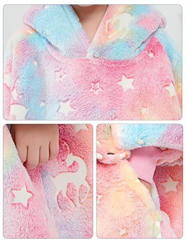 Image of KFUBUO Wearable Blanket Hoodie for Kids With Pocket Toddlers 2-6 Year Old | Sherpa, Oversized Sweatshirt Blanket, Kids Blanket, Girl Boy Gifts, Glow in The Dark Stars, Cozy Gifts for Kids