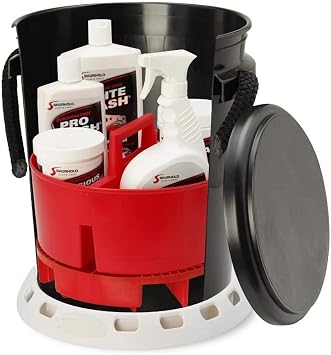 Shurhold 2404 Bucket Caddy Organizer for 5 Gallon Buckets, Holds Cleaning Supplies, Brushes & Bottles, Red