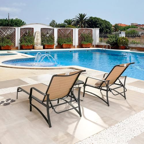 Image of LOKATSE HOME Outdoor Patio Chaise Set 4 Lounge Chairs with 2 Bistro Table for Deck Lawn Poolside