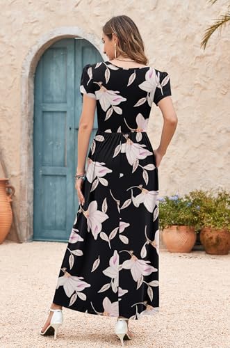Image of AUSELILY Women's Summer Maxi Dresses Petal Sleeves Casual Empire Waist Long Dress with Pockets 2025 New