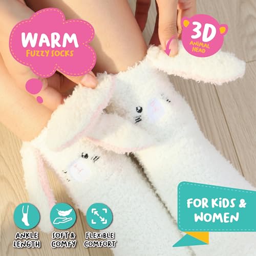Image of POPCRAZE Novelty Fuzzy Bunny Socks Unisex Soft Plush Cozy