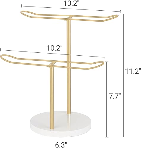 Miniatura 6 de Dahey Organizador de diadema de metal de 2 niveles para el cabello, soporte de exhibición, organizador de diadema, cuerdas para el cabello,