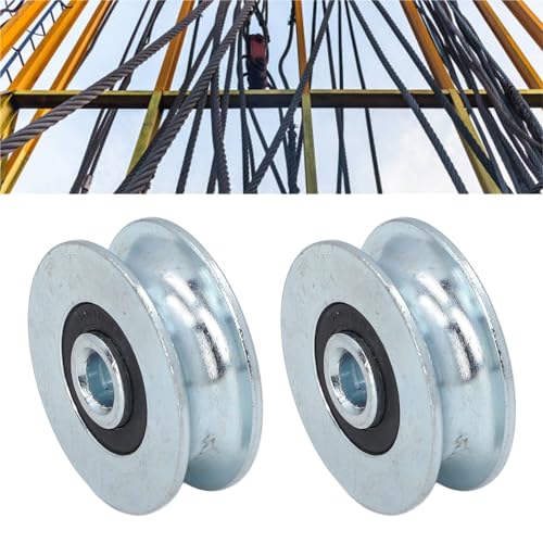 Yechiry Lot de 2 Poulies en U en Acier allié avec Trou Central de 8 Mm, Roulement à Billes à Rainure en U de 40 Mm, Conception à Haute Résistance pour le Levage et le Déplacement – vue 3