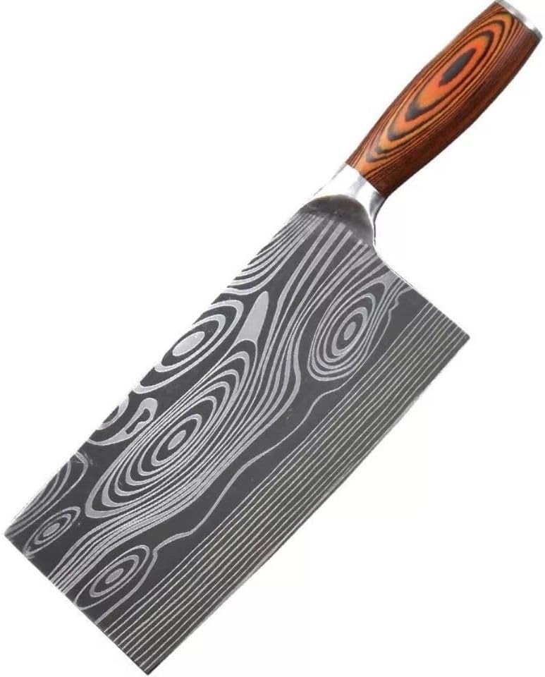 Meat Cleaver,Cleaver Knife 8 Inch Kitchen Knives Damascus Laser Pattern Forged Knife 5cr15mov Stainless Steel Kitchen Knife Chinese Chef Cleaver Knife