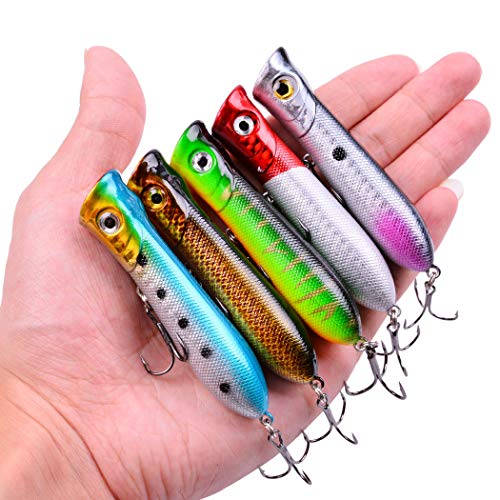 Aorace 10Pcs/Lot 8.5cm 11g Artificial Fishing Lures Kit 3D Eyes Hard Popper Lures for Saltwater Freshwater - Thumbnail 3