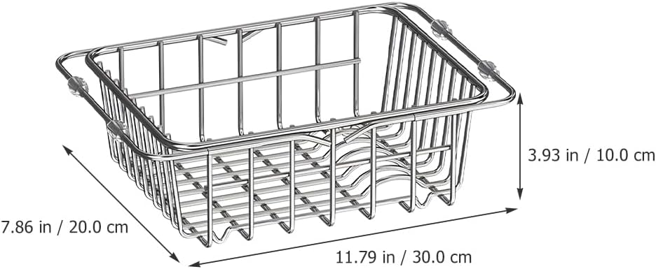 Alipis Expandable Stainless Steel Dish Drying Rack, Adjustable Over Sink Dish Drainer with Utensil Holder, 11.81-16.14 Inch, Rustproof for Kitchen Counter