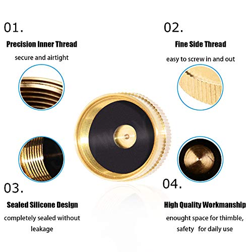 Joywayus 4Pcs Solid Brass Refill Propane Bottle Cap Universal for All 1 LB Gas Tank Cylinder Sealed Protect Cap - Thumbnail 6