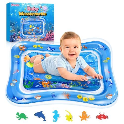 Gleebe Wassermatte Baby Spielzeug 3 6 9 Monate BPA-frei Wasserspielmatte Baby, Spielmatte Baby, Aufblasbare Bauchzeit Matte, Spaßaktivitäten für das Wachstum Ihres Baby Geschenke für Babys