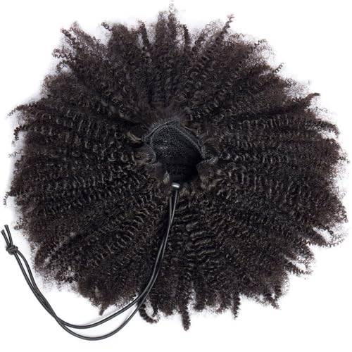 Extensiones de coleta afro kinky curly de cabello brasileño negro natural 105g 2