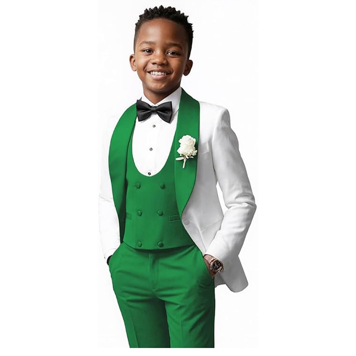 Traje ajustado para niños, chaqueta de esmoquin formal de 3 piezas para niños, chaqueta de esmoquin, chaleco, pantalones, traje de fiesta