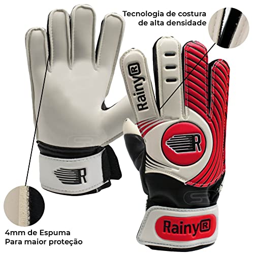 Luva De Goleiro Futebol Campo Infantil - Latex Alemão (6, Vermelho)
