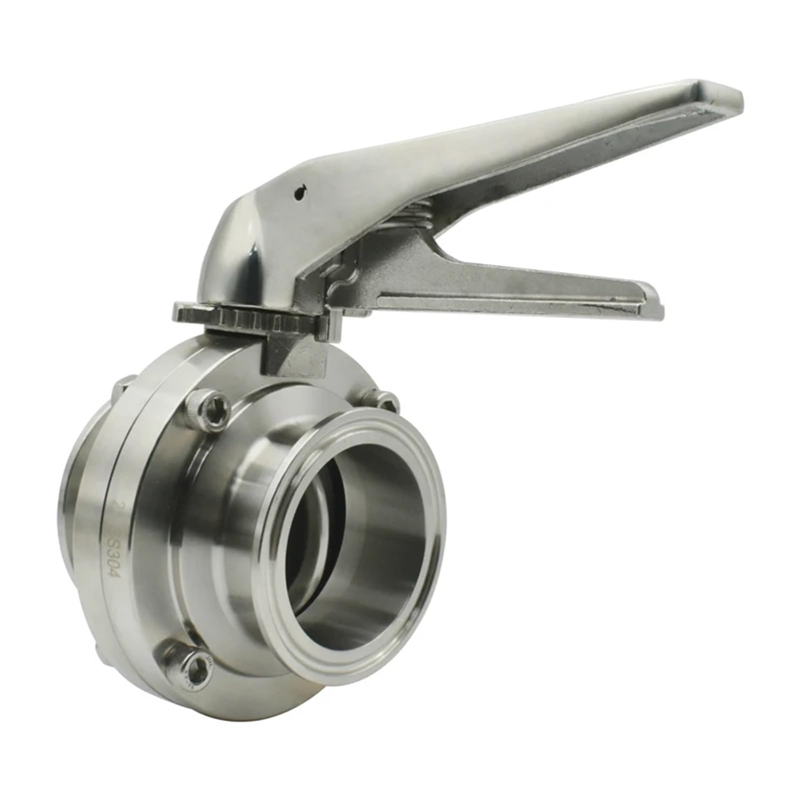 Valves Papillons Vanne papillon 3/4" 1" 1,5" 2" 3" 4" en acier inoxydable 304 avec déclencheur et contrôle de débit(25mm Ferrule 50.5)