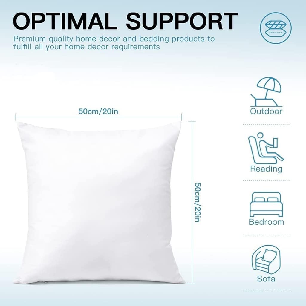 OTOSTAR Premium Outdoor Pillow Inserts 20x20 Inch Set of 4 Waterproof Throw Pillow Inserts Square Garden Patio Stuffer Form Decorative Outdoor Pillows for Couch Bed Sham Cushion Stuffer (White)