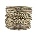 Lux Accessories Flower Mixed Metal Aztec Multi Bangle Set Burnish Gold