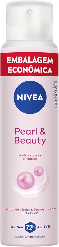 NIVEA Desodorante Aerossol Pearl & Beauty 200ml - Proteção por 72h para axilas mais suaves e bonitas