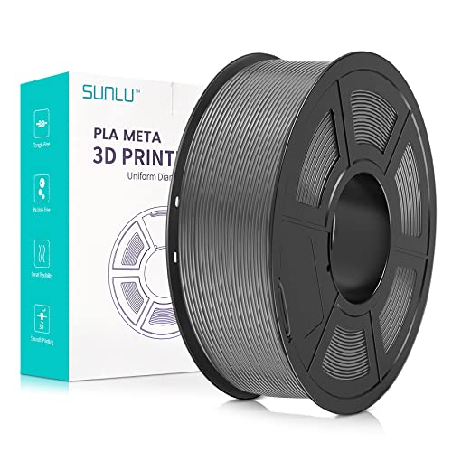 SUNLU Meta PLA Filament 1.75mm, Neatly Wound PLA Meta Filament, Bonne Ténacité, Bonne Fluidité, Imprimante 3D Rapide, Précision Dimensionnelle +/- 0,02 mm, 1KG (2.2lbs), Gris Cover
