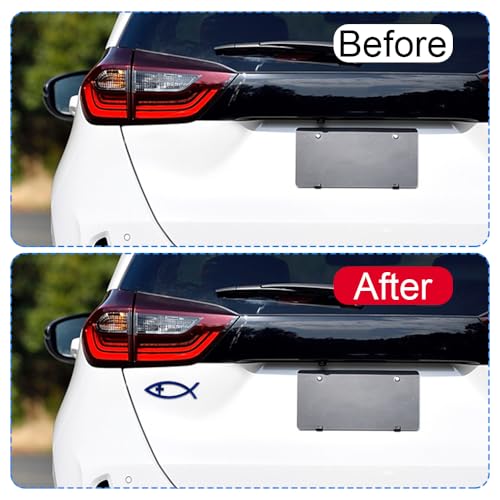 Image of Christian Cross Fish Auto Emblem, Jesus Fish Car Emblem, Weatherproof Christian Symbol Ichthus Cross Decal, Chrome Sliver Badge Bumper Stickers Car Accessories Fit for Most Vehicles (Blue)