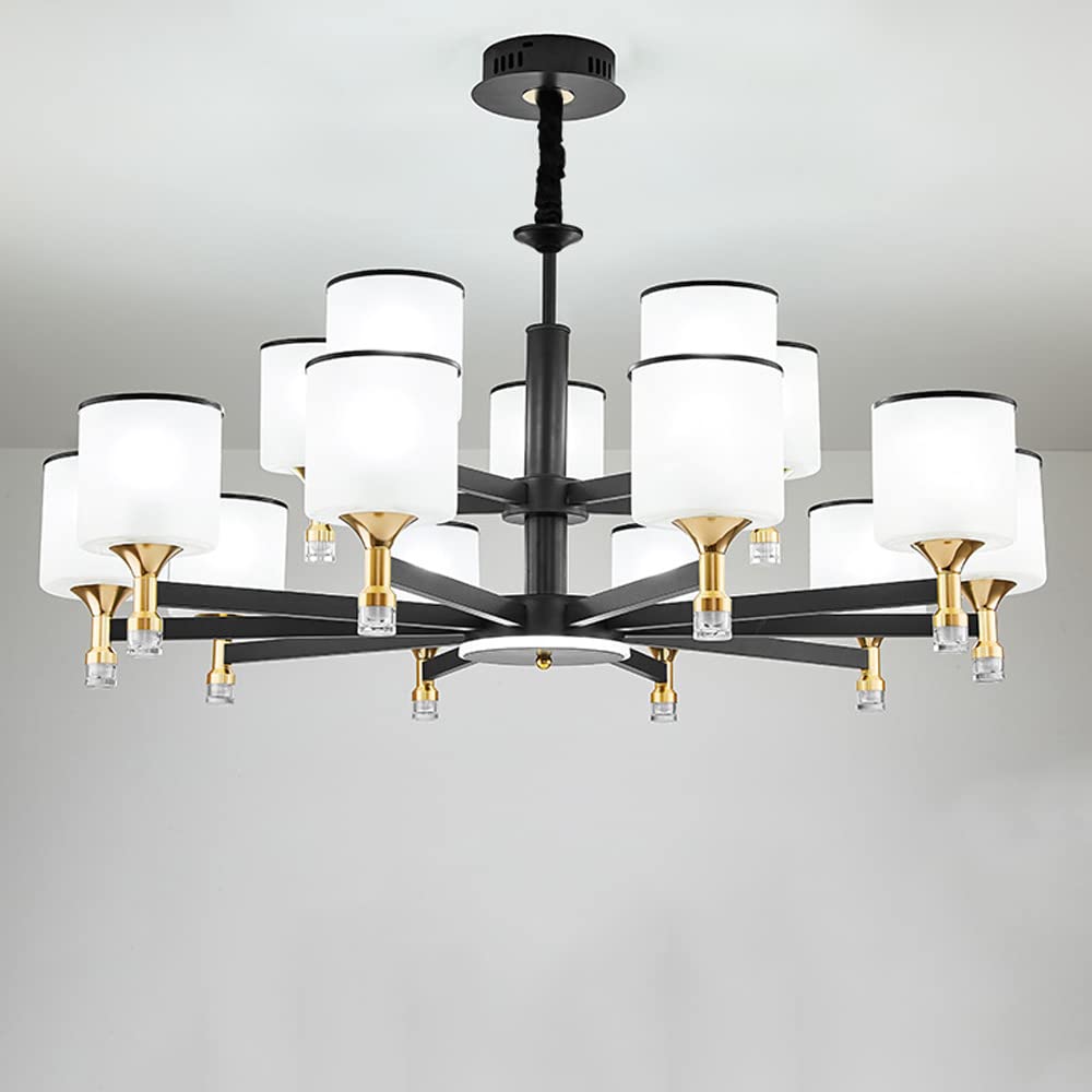 HYJAUSXB Luxury Vintage Chandelier for Living Room Large Semi Recessed Ceiling Light Fixture with Adjustable Height and E27 Base American Style Decorative Pendant Lamp Bedroom