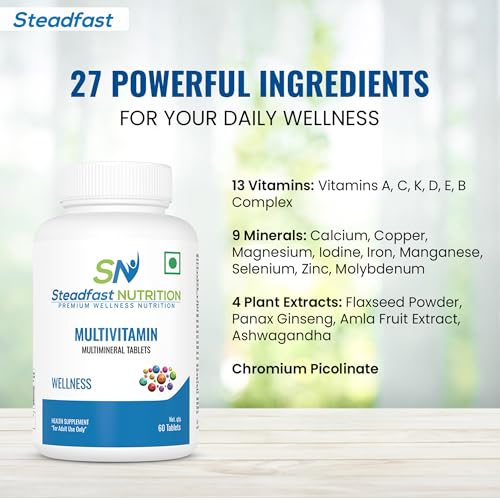 Image of Steadfast Nutrition Multivitamin Multi Minerals Vitamins Omega-3 Fatty Acids Immunity Booster (60 Tablets)