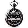 Engraved Pocket Watch to Son I Love You Gifts from a Mom Dad Birthday Christmas Gift Fob Watches Chains