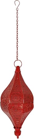 Lalhaveli Indian Moroccan Hanging Metal Ceiling Lights Lamp Red Hanging Decorations 13 x 6 Inch