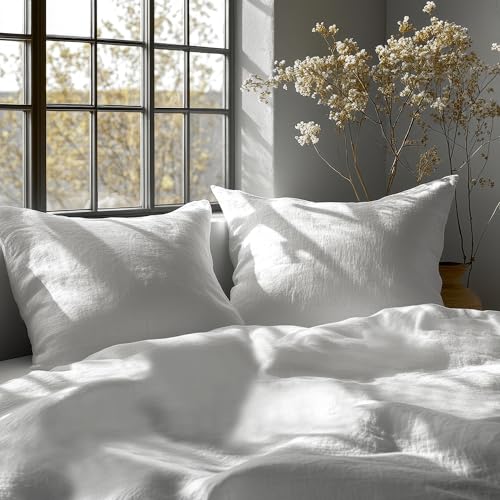 Image of LANE LINEN 400TC Super King Size Bedsheet with 2 Pillow Cases | 100% Cotton 3 Pc Bedding Set (2.74 M x 2.74 M) | Breathable & Wrinkle-Free | Sustainable & Eco Friendly Bedding Set (White)