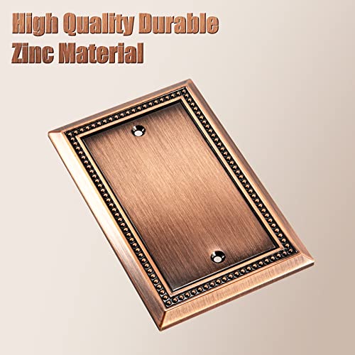 Image of Henne Bery Sunken Pearls Heavy Duty Decorative Wall Plate Switch Plate Outlet Cover (Single Blank, 2 Pack, Antique Copper)