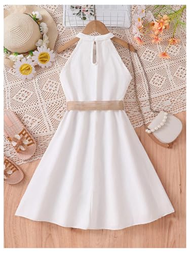 Floerns Girl's Elegant A Line Halter Neck Dress Summer Vacation Belted Midi Dresses2
