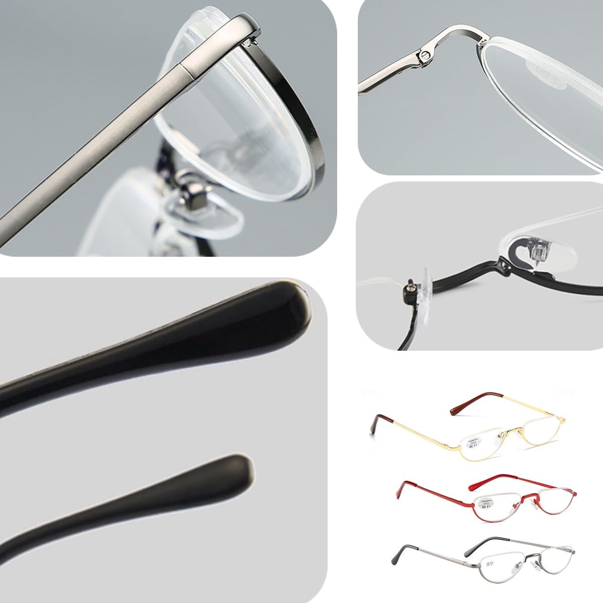 Occhiali Moderni Uomo Donna Occhiali Trasparenti Mezza Montatura: Moderni, Finti, Unisex, Lenti Chiare UV400, Stile Smart Ufficio Occhiali Da Sole Lenti Chiare UV400