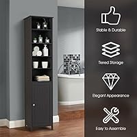 Vista 4 de na Estante de almacenamiento de piso alto de 72 pulgadas para baño, estante multifuncional marrón