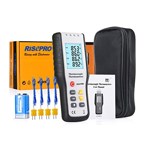 Thermocouple Thermometer, RISEPRO 4 Channel K Type Digital Thermometer Thermocouple -200~1372°C/2501°F Sensor HT-9815 - Thumbnail 6