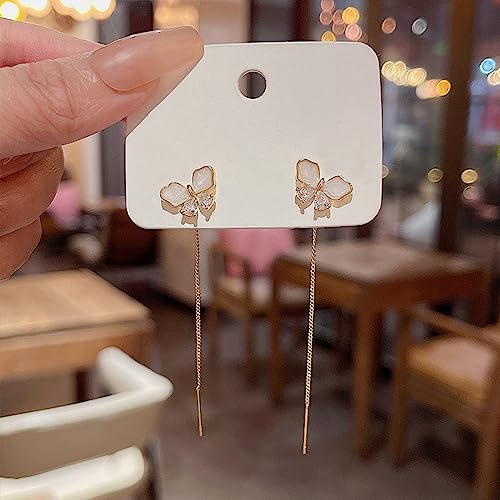 CZ Butterfly Threader Dangle Earrings for Women Girls Cubic Zirconia Golden Long Tassel Chain Drop Dangling Earring Fashion Dainty Lightweight Birthday Christmas Jewelryfor Sister3