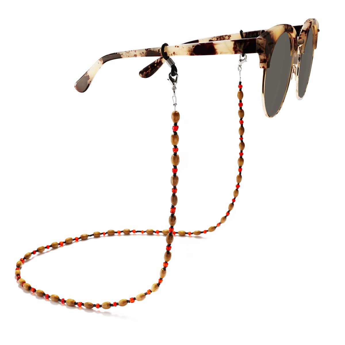 Brillenkordel, Brillenband, Lesebrillenband, Brillen-Haltekette, Vintage-Holzperlen, für Damen und Herren