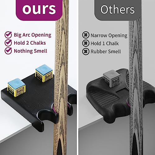Pool Stick Holder, Portable 3 Holes Pool Cue Holder Against Table, Bar, Chair, Cue Stick Holder With Non-Slip Pad Holds 2 Cue Chalk Cubes, Billiard Cue Rest, Weighted Solid Wood Cue Stick Claw Rack #TOP3