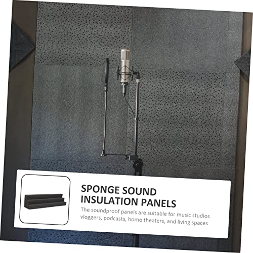 Paneles acústicos en cuña 4 piezas esponja para absorción de sonido negro miniatura 3