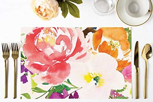 DB Party Studio Pack of 25 Paper Place Mats Gorgeous Tropical Watercolor Floral Anniversary Engagement Wedding Parties Easy Cleanup Disposable Luncheon Dinner Table Settings Decor 17" x 11" Placemats image 5